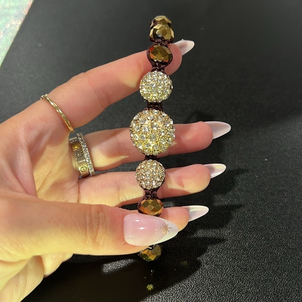 1319. Cara New York Elegant Gold and Brown‎ Beaded Bracelet